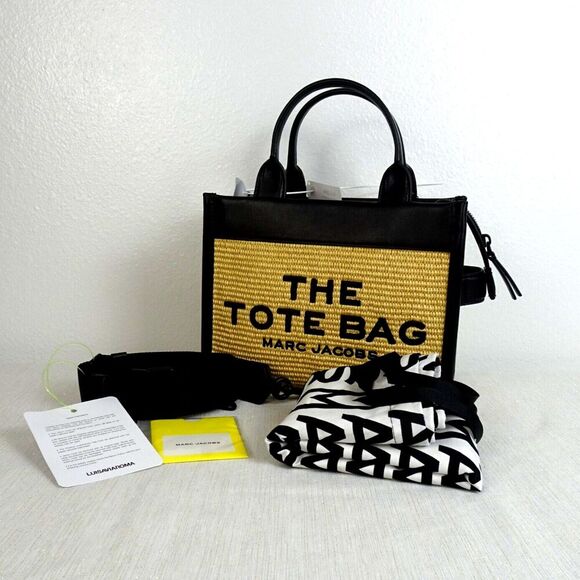 Marc Jacobs The Small Tote Woven Straw Leather Women's Bag Crossbody NWT $495 - Picture 2 of 16